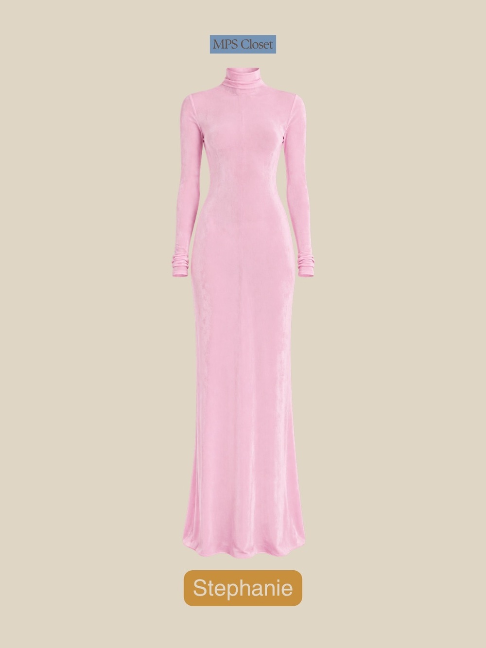 Seroya Pink Long-Sleeve Turtleneck Maxi Dress